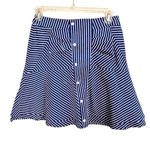 Derek Lam Striped Mini Ruffle Skirt Blue White Womens XXS Coastal Flirty Cute